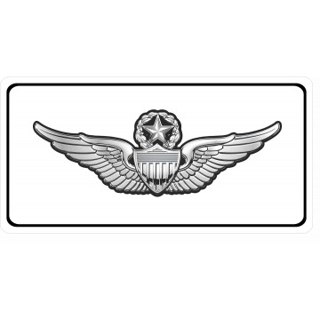 U.S. Army Master Aviator White Photo License Plate