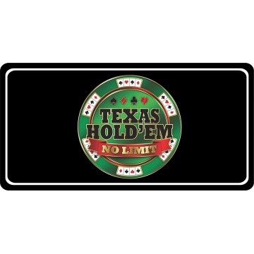 Texas Hold Em No Limit Black Photo License Plate