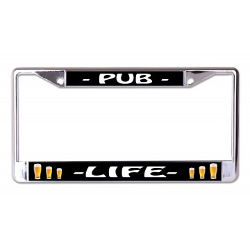 Pub Life Chrome License Plate Frame