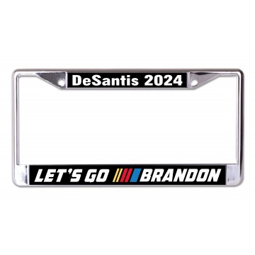 DeSantis 2024 Lets Go Brandon Chrome License Plate Frame