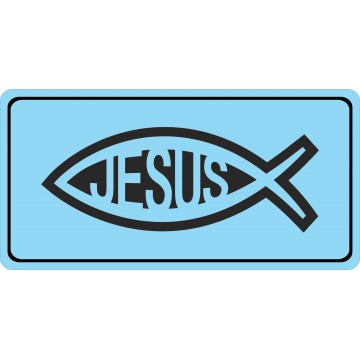 Jesus Fish On Light Blue Photo License Plate