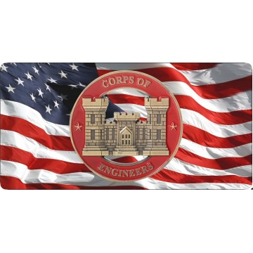 U.S. Army Corp Of Engineers On U.S. Flag #3 Photo License Plate