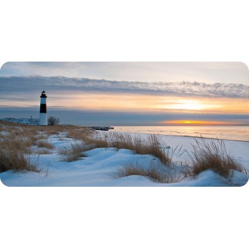 Winter Lighthouse Photo License Plate