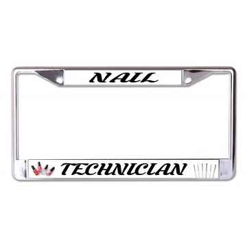 Nail Technician Chrome License Plate Frame
