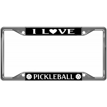 I Love Pickleball Every State Chrome License Plate Frame