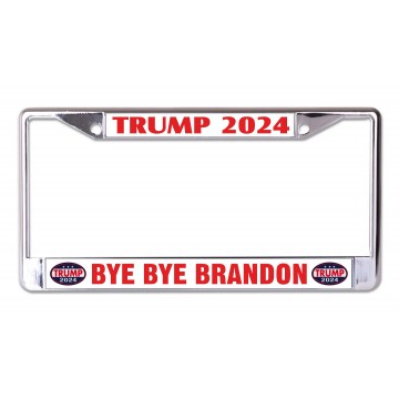 Trump 2024 Bye Bye Brandon Chrome License Plate Frame