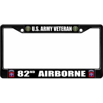 U.S. Army Veteran 82nd Airborne Black License Plate Frame
