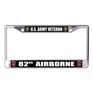 U.S. Army Veteran 82nd Airborne Chrome License Plate Frame