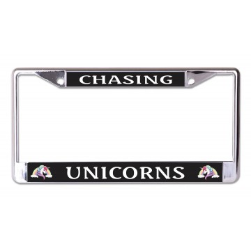 Chasing Unicorns Chrome License Plate Frame