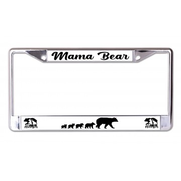 Mama Bear Chrome License Plate Frame