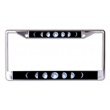 Moon Phases Chrome License Plate Frame