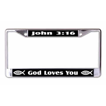 John 3:16 God Loves You Chrome License Plate Frame