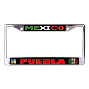 Mexico Puebla Chrome License Plate Frame
