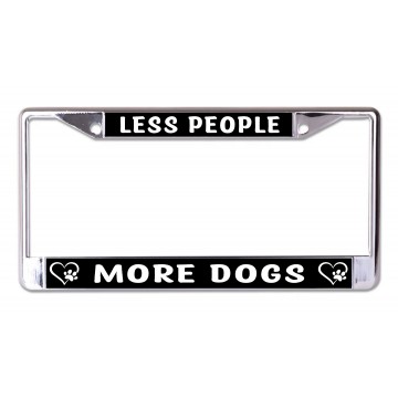 Less People More Dogs Chrome License Plate Frame