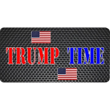 Trump Time On Mesh Pattern Photo License Plate