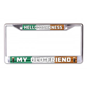 Hello Darkness My Old Friend Guinness Chrome License Plate Frame