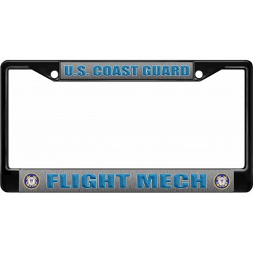 U. S. Coast Guard Flight Mech Black License Plate Frame