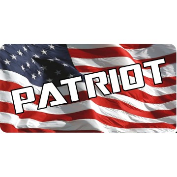 Patriot On U.S. Flag Metal License Plate