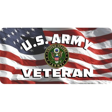 U.S. Army Veteran On U.S. Flag Metal License Plate