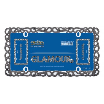 Glamour Black Pearl Chrome License Plate Frame