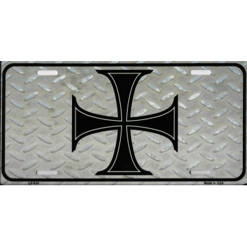 Maltese Cross Metal License Plate 