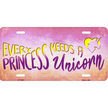 Princess And Unicorn Metal License Plate