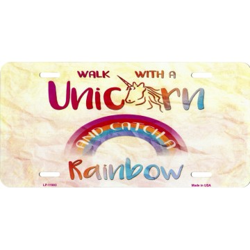 Walk With A Unicorn Metal License Plate