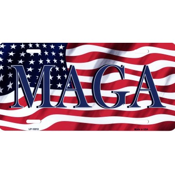 MAGA Flag Metal License Plate