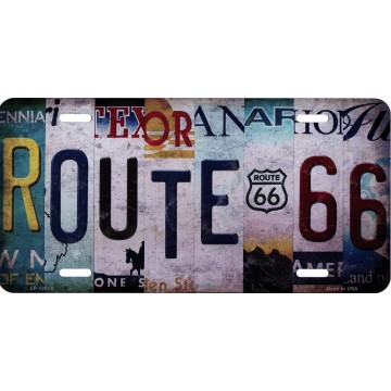 Route 66 Strip Metal License Plate