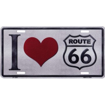 I Love Route 66 Metal License Plate