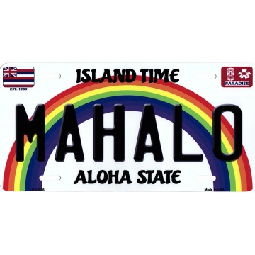 Mahalo Hawaii Metal License Plate