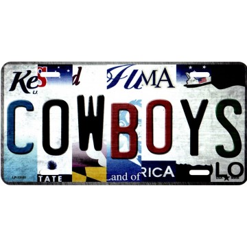 Cowboys Strip Art Metal License Plate