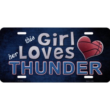 This Girl Loves Her Thunder Metal License Plate