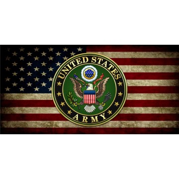 U.S. Flag Worn With Army Insignia Photo License Plate