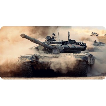 Military Tanks Churning Sand Photo License Plate 