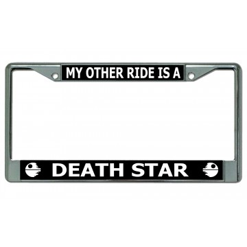 My Other Ride Is A Death Star Chrome License Plate Frame