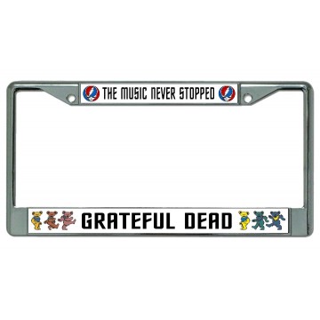 Grateful Dead The Music Never Stopped Chrome License Plate Frame