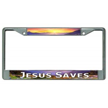 Jesus Saves Chrome License Plate Frame