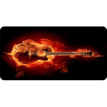Flaming Guitar Photo License Plate