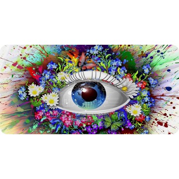 Butterfly And Flowers Eye Photo License Plate