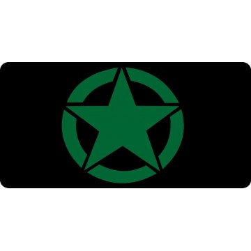 Green Army Star Logo On Black Photo License Plate 