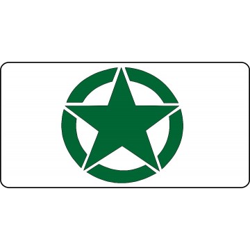 Green Army Star Logo On White Photo License Plate 