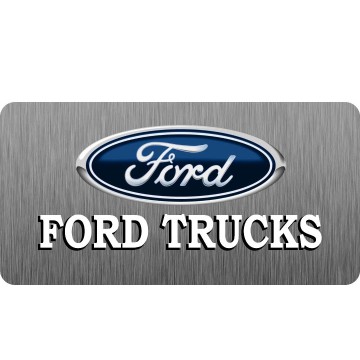 Ford Trucks With Logo On Brushed Photo License Plate