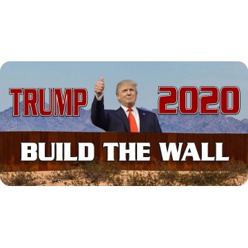 Trump 2020 Build The Wall Photo License Plate