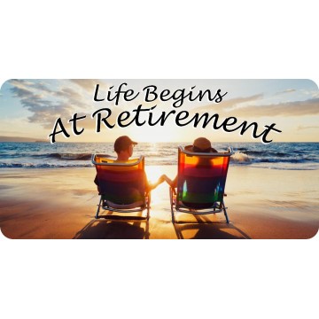 Life Begins At Retirement Photo License Plate