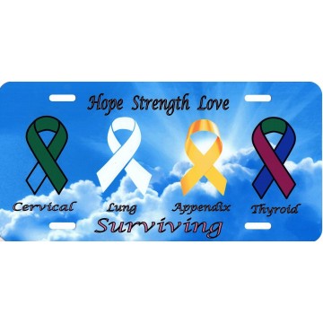 Surviving Cancer Multi Ribbons Photo License Plate