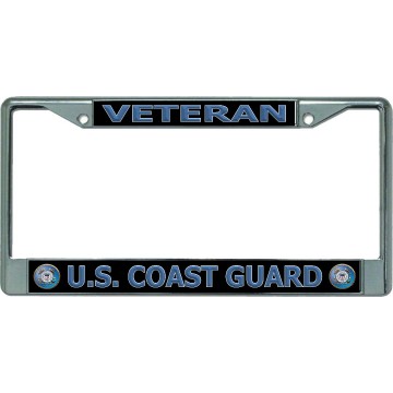 U.S. Coast Guard Veteran Chrome License Plate Frame