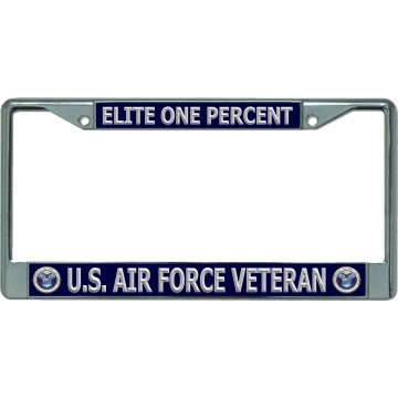 Elite One Percent U.S. Air Force Veteran Chrome License Plate Frame