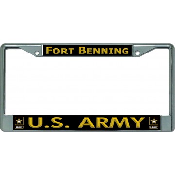 U.S. Army Fort Benning Chrome License Plate Frame