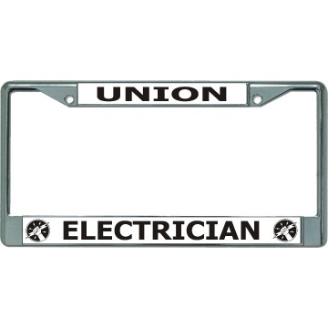 Union Electrician Chrome License Plate Frame